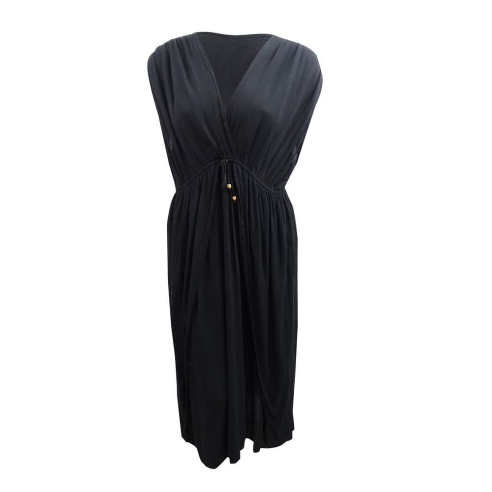 Raviya Women's Plus Size Front Slit Dress Swim Cover-Up 2X Black